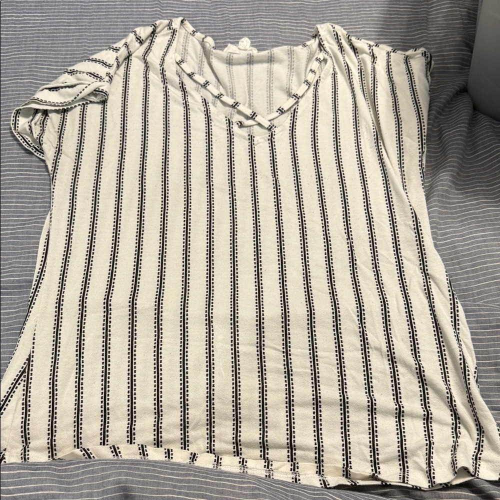 Chic Striped V-Neck Blouse